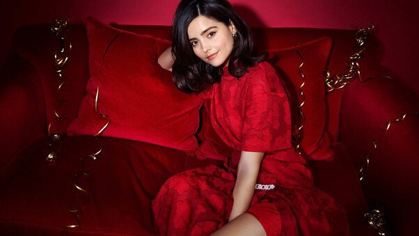 Jenna Coleman Red Dress Wallpaper