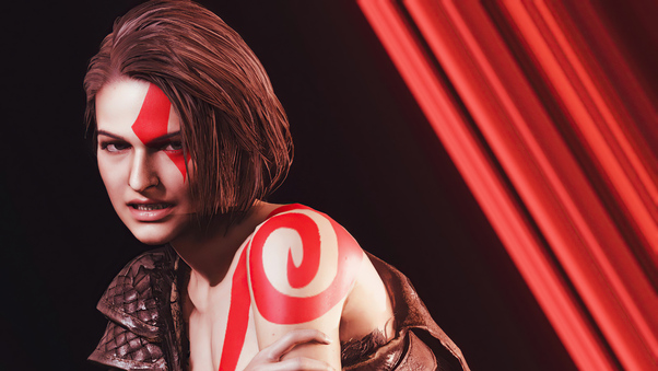 Jill Resident Evil X Kratos 4k Wallpaper