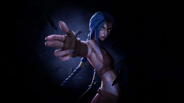 Jinx A Rebel Standing In The Dark (5120x2880) Resolution Wallpaper