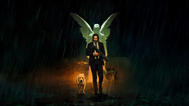 John Wick With His Loyal Companion Wallpaper