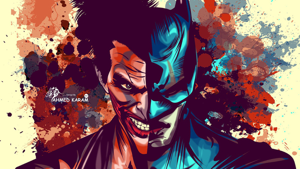 Joker And Batman Faces Artwork Wallpaper