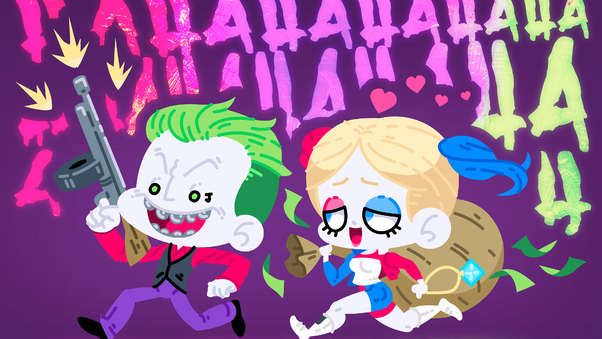 Joker And Harley Quinn Fat Heads Wallpaper
