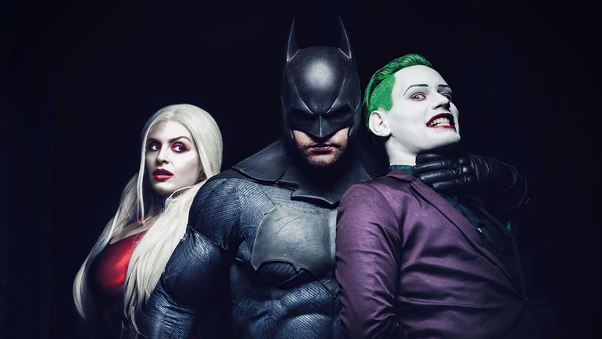 Joker Batman And Harley Quinn Cosplay 4k Wallpaper