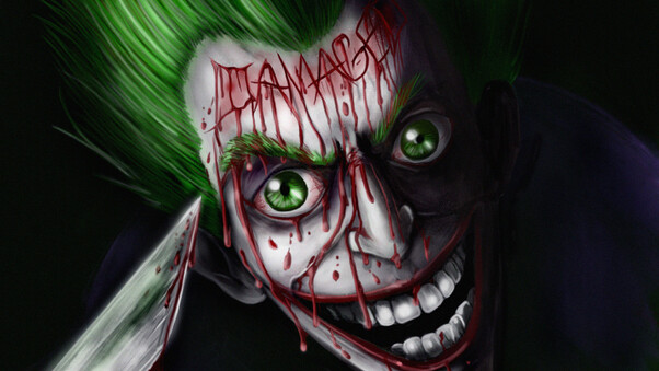 Joker Damaged Art Wallpaper