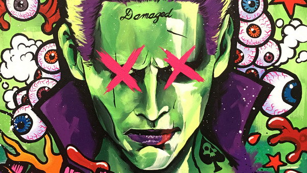 Joker Damaged Painting Wallpaper