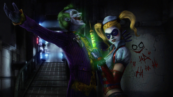 Joker Harley Quinn Laughing Wallpaper