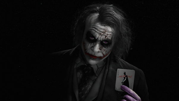 Joker Heath Ledger With Card 5k Wallpaper