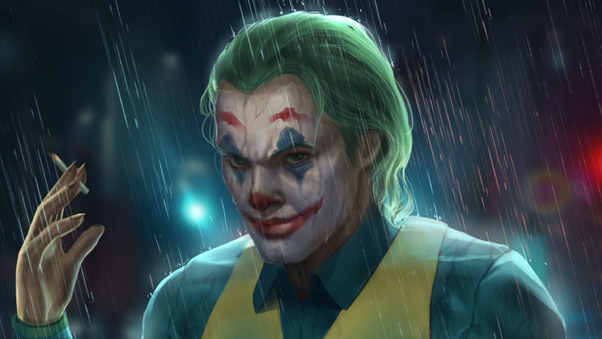 Joker In Rain Wallpaper