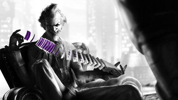 Joker Playing With Cards Monochrome Wallpaper