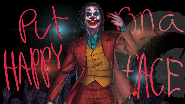 Joker Put Happy Face Wallpaper