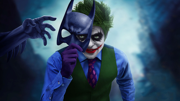 Joker With Batman Mask Off Wallpaper
