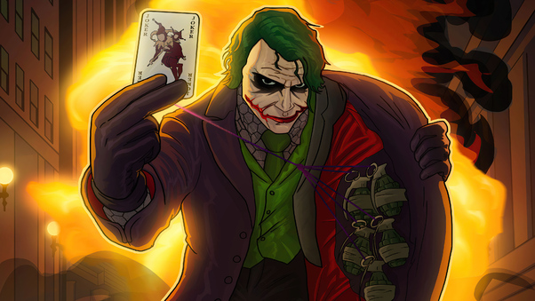 Joker With Bomb And Card Wallpaper