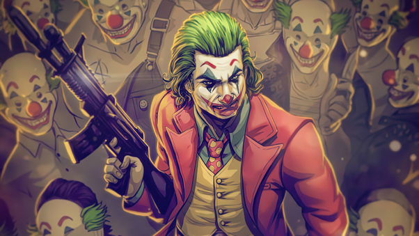 Joker With Gotham Clowns Wallpaper