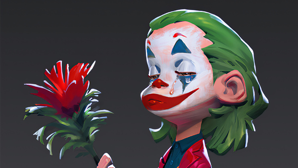 Joker With Rose Wallpaper