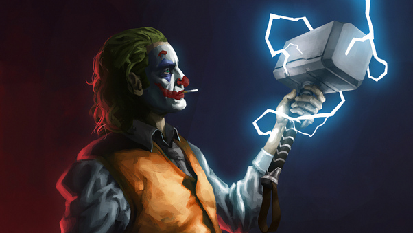 Joker With Thor Hammer 4k Wallpaper