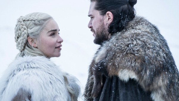 Jon Snow And Daenerys Targaryen In Game Of Thrones Season 8 Wallpaper