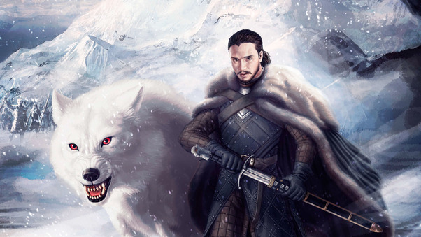 Jon Snow And Ghost 4k Wallpaper