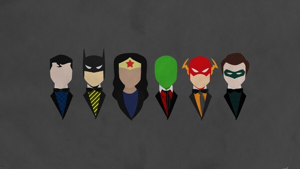 Justice League Characters Dressed Minimalism Wallpaper