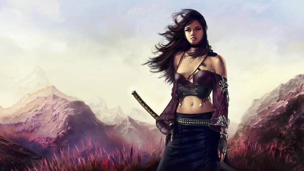 Katana Warrior Girl Wallpaper