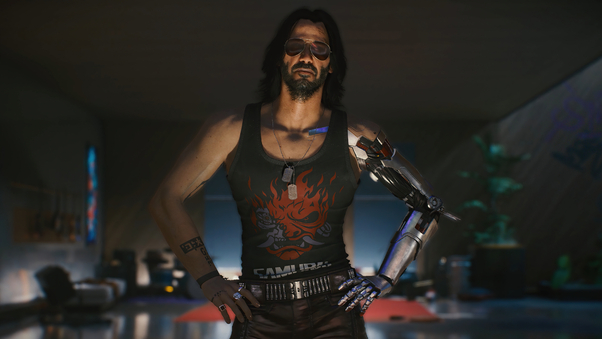 Keanu Reeves As Johnny Silverhand Cyberpunk 2077 Wallpaper
