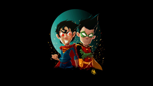 Kid Superman And Robin Wallpaper