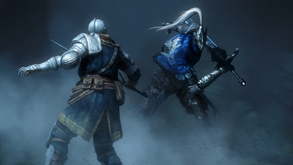 Knight Artorias Squaring Off Against Another Knight Wallpaper