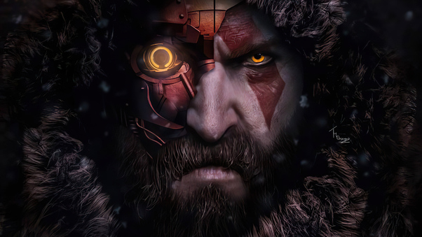 Kratos As Cyberpunk Wallpaper
