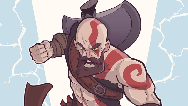 Kratos God Of War Digital Art 4k Wallpaper