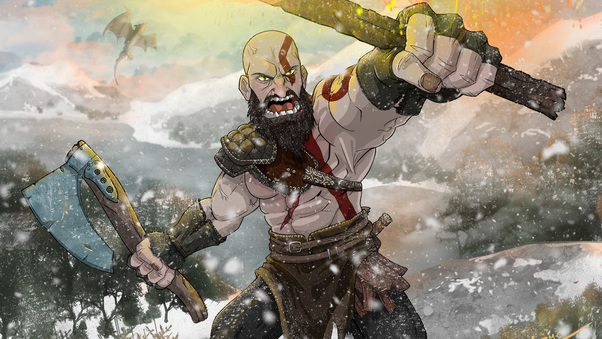 Kratos God Of War Fan Art 4k Wallpaper