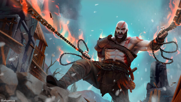 Kratos In God Of War Artwork Wallpaper