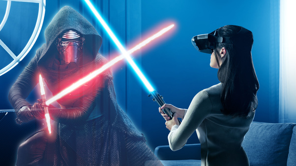 Kylo Ren And Rey In Star Wars The Last Jedi VR Experience Wallpaper