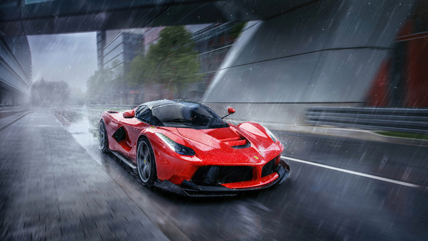 La Ferrari In Rain 4k Wallpaper