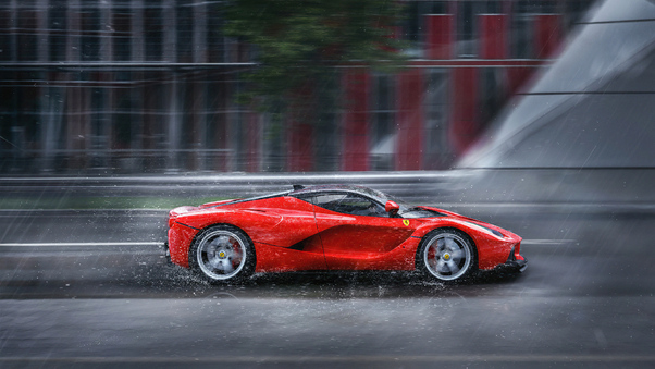 La Ferrari Red Rain Wallpaper