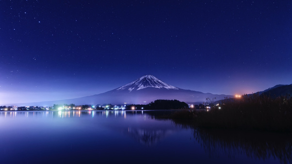 Lake Kawaguchi At Night Wallpaper,HD Nature Wallpapers,4k Wallpapers ...