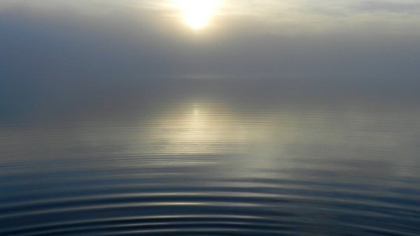 Lake Sun Morning Fog Reflection Wallpaper