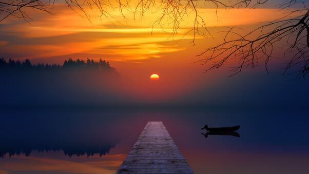 Lake Sunset Reflection 5k Wallpaper