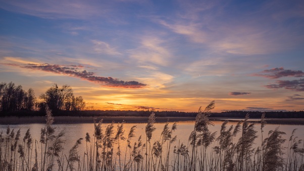 Lake Sunset Sky Poland Spring Wallpaper
