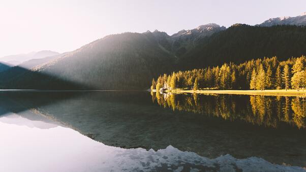 Lakeside Reflection Landscape 5k Wallpaper