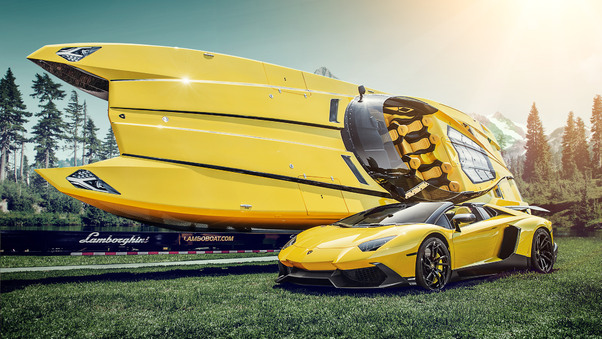 Lamborghini And Boat Wallpaper