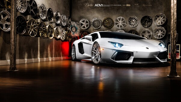 Lamborghini Aventador On Adv1 Wheels Wallpaper