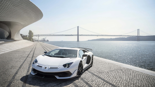 Lamborghini Aventador SVJ White Lisbon 5k Wallpaper