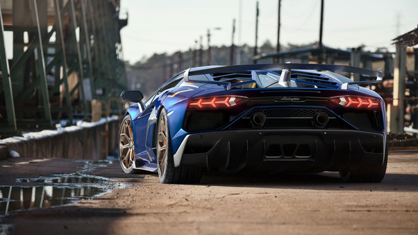 Lamborghini Aventardor SVJ Rear 4k Wallpaper