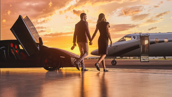 Lamborghini Business Private Jet Married Couple Wallpaper