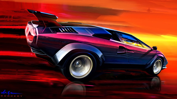 Lamborghini Countach Art 4k Wallpaper