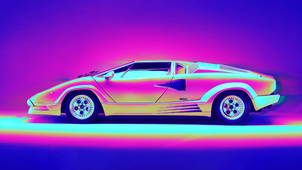 Lamborghini Countach Retro Artwork 4k Wallpaper