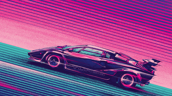 Lamborghini Countach Turbo Retro Artwork Wallpaper