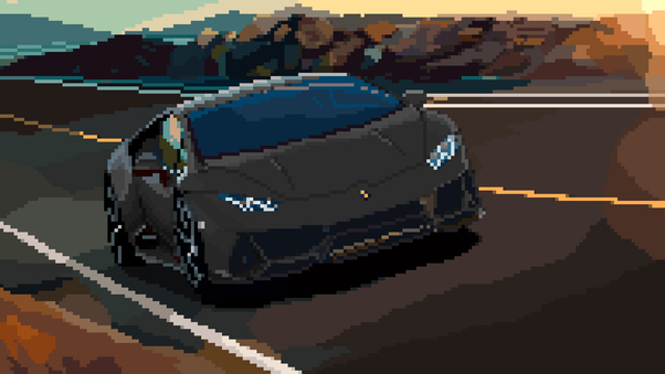Lamborghini Huracan Pixel Art Wallpaper