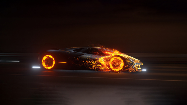 Lamborghini In Flames 5k Wallpaper