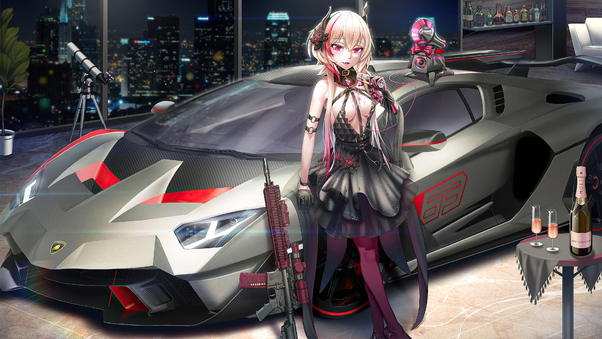 Lamborghini Rider Anime Girl 4k Wallpaper
