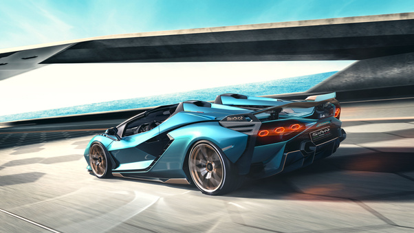 Lamborghini Sian Roadster 2020 Rear 8k Wallpaper